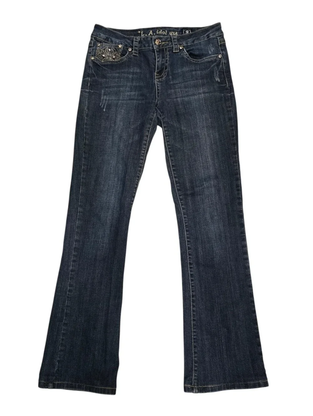 L.A. Idol USA Y2K Rhinestone Bootcut Jeans Size 9 W31 L34 Western Cowgirl